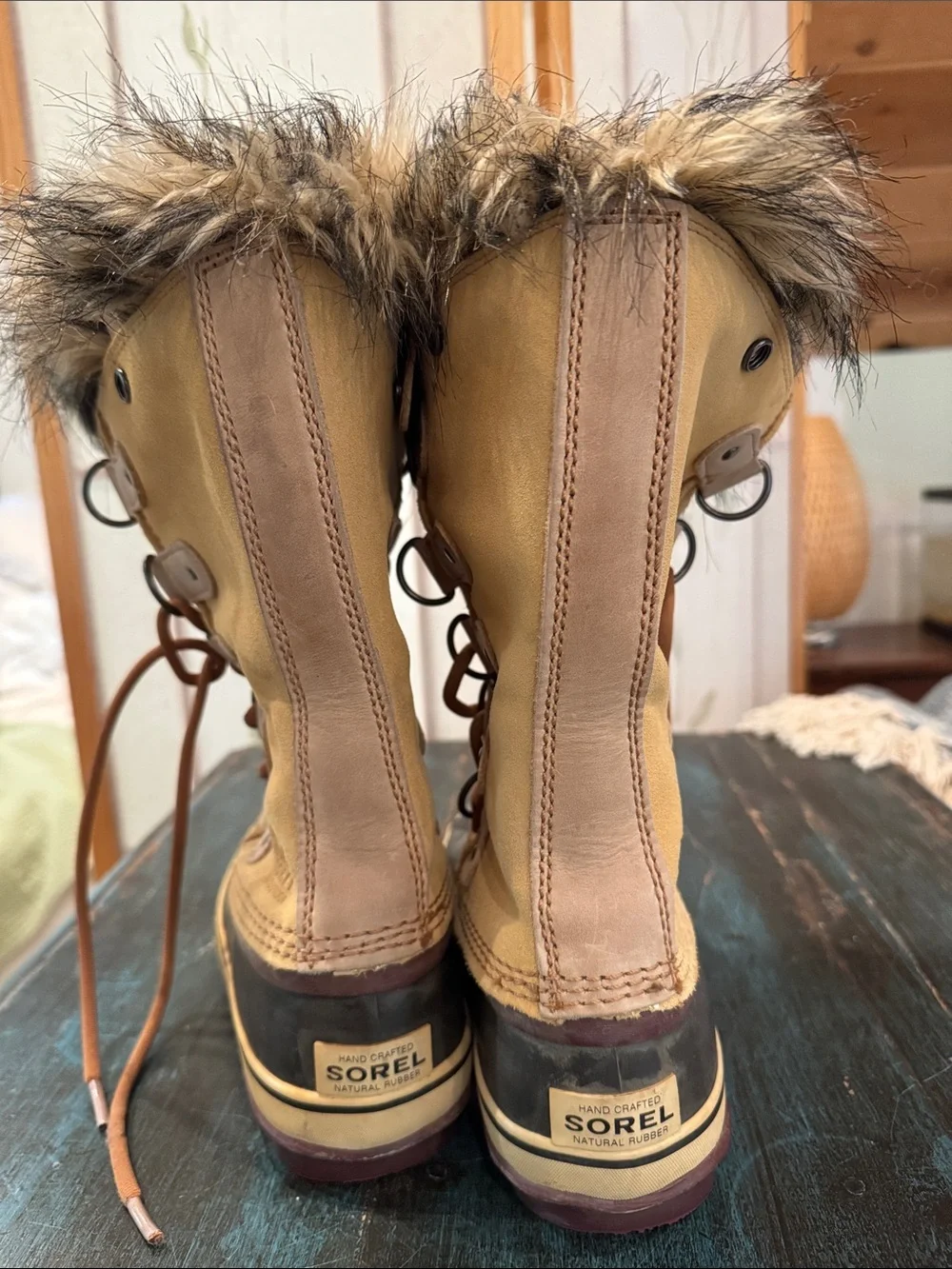 Sorel Women's Tan and Brown Faux-Fur Waterproof Winter Boots S6